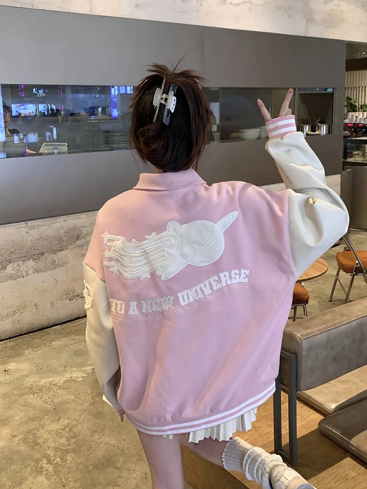 Винтажная однобортная куртка в стиле Харадзюку с контрастными цветами