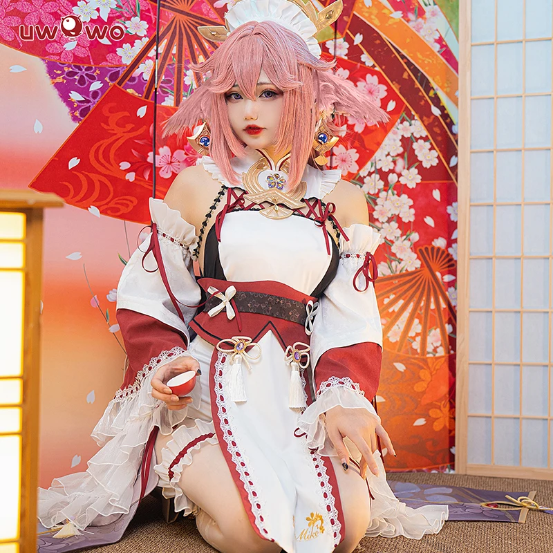In Stock UWOWO Genshin Impact Cosplay Fanart: Yae Miko Maid Sexy Ver. Cosplay Costume