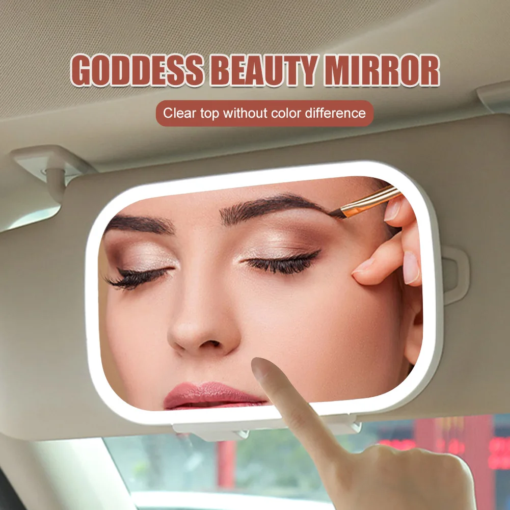 

Universal Car LED Makeup Mirror Sun Visor Mount Vanity Mirror Rechargeable 30LED 3 Lighting Modes Sun Visor Mirror Clip-On