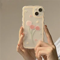 new fresh tulip oil painting lace soft rubber mobile phone case anti fall protective cover for iphone13 12 11 pro max x xr xs 8