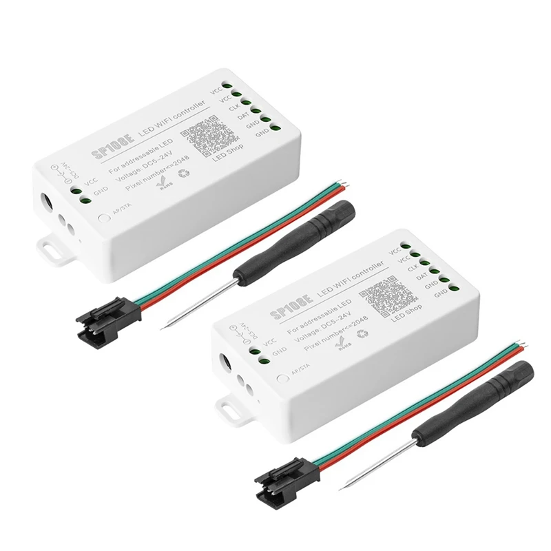 

SEWS-2Pcs SP108E LED Wifi Controller WS2812B WS2813 LED Strip Module Light Smart APP RGB Conterol DC5-24V