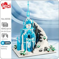 lezi world architecture snow ice frozen castle palace led light mini diamond blocks bricks building toy for children no box