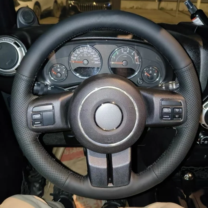 

Чехол на руль автомобиля «сделай сам» из микрофибры и кожи для Jeep Compass Grand Cherokee Wrangler Patriot 2012 2013 2014 автомобильные аксессуары