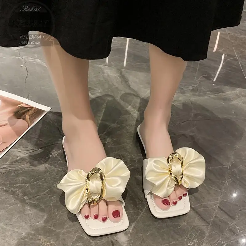 2022 New Women's Summer Slippers Women Sandals Fairy Wind Bow Fresh And Cute Flip Flops Fashion Casual Shoes Ladies 