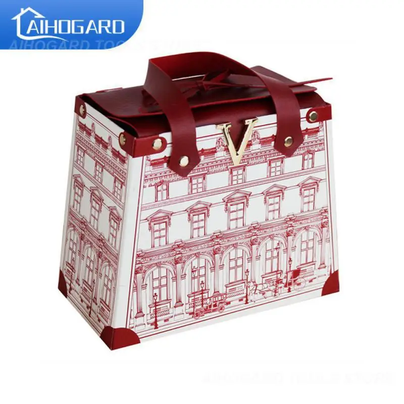 

Портативный ящик для хранения, Юбилейный древний архитектурный узор, Подарочная коробка для бизнеса, красная подарочная коробка, украшения для дня рождения, V-образная