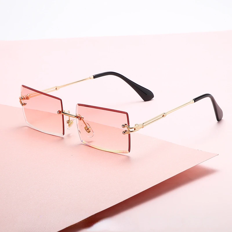 

Fashion Sunglasses 2022 Women Square Rimless Diamond Cutting Lens Brand Designer Fashion Shades Sun Glasses Oculos Feminino