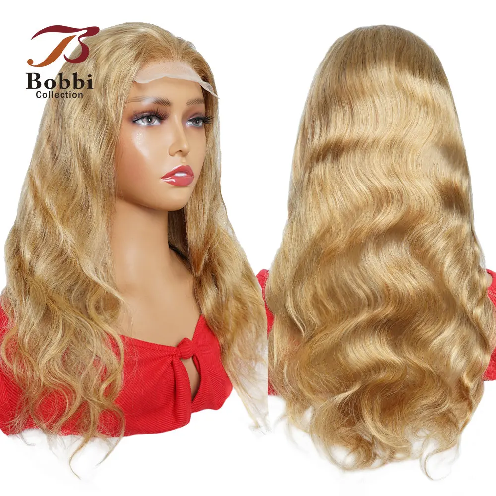 

Lace Front Wig Human Hair Body Wave #27 Honey Blonde Pre-Plucked Transparent Lace Closure Wigs for Women Free Part Bobbi