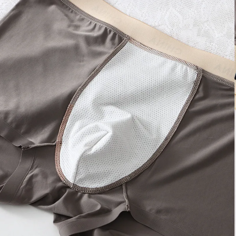 3PCS Boxers Men Solid Color Panties Male Underpants Ultra-thin Sexy Underwear Summer COOL Trunk Shorts free shipping