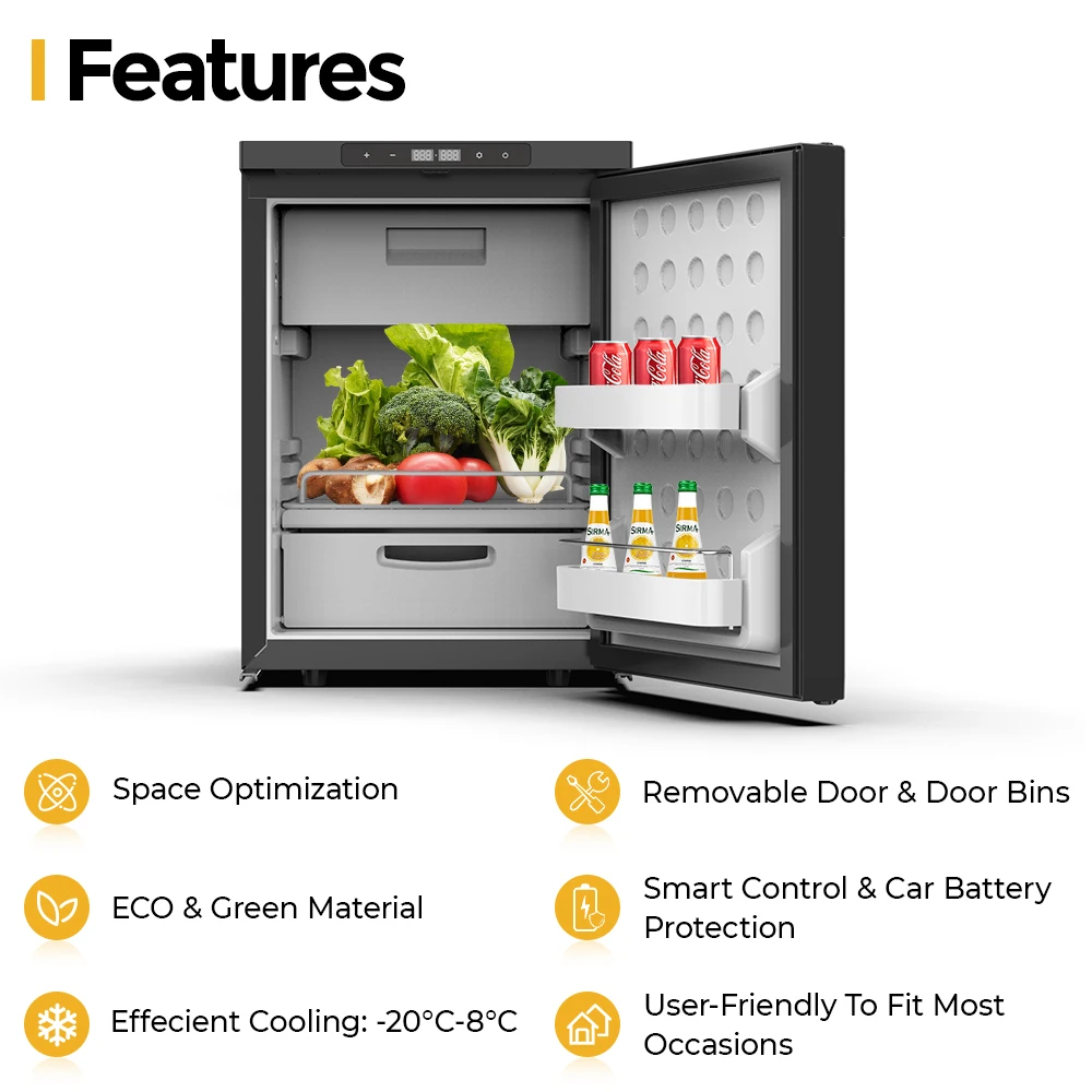 Alpicool 85L CR85X мобильный домашний холодильник с морозильной камерой 12 В для кемпинга