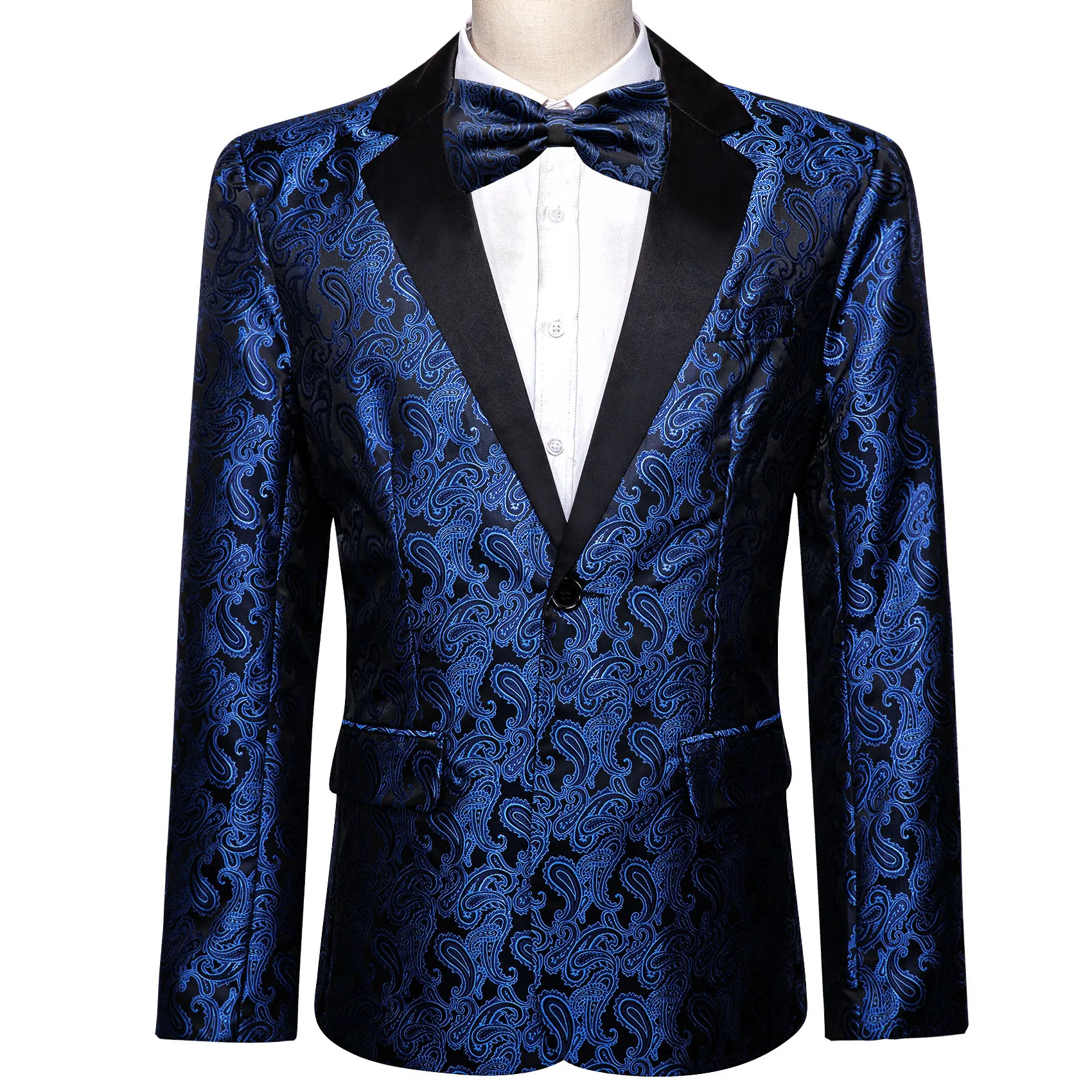 

Retro black Men Casual Suit Blazer New Jacquard Paisley Male Formal Suits Business Party Wedding Designer Barry.Wang ZZ-0101