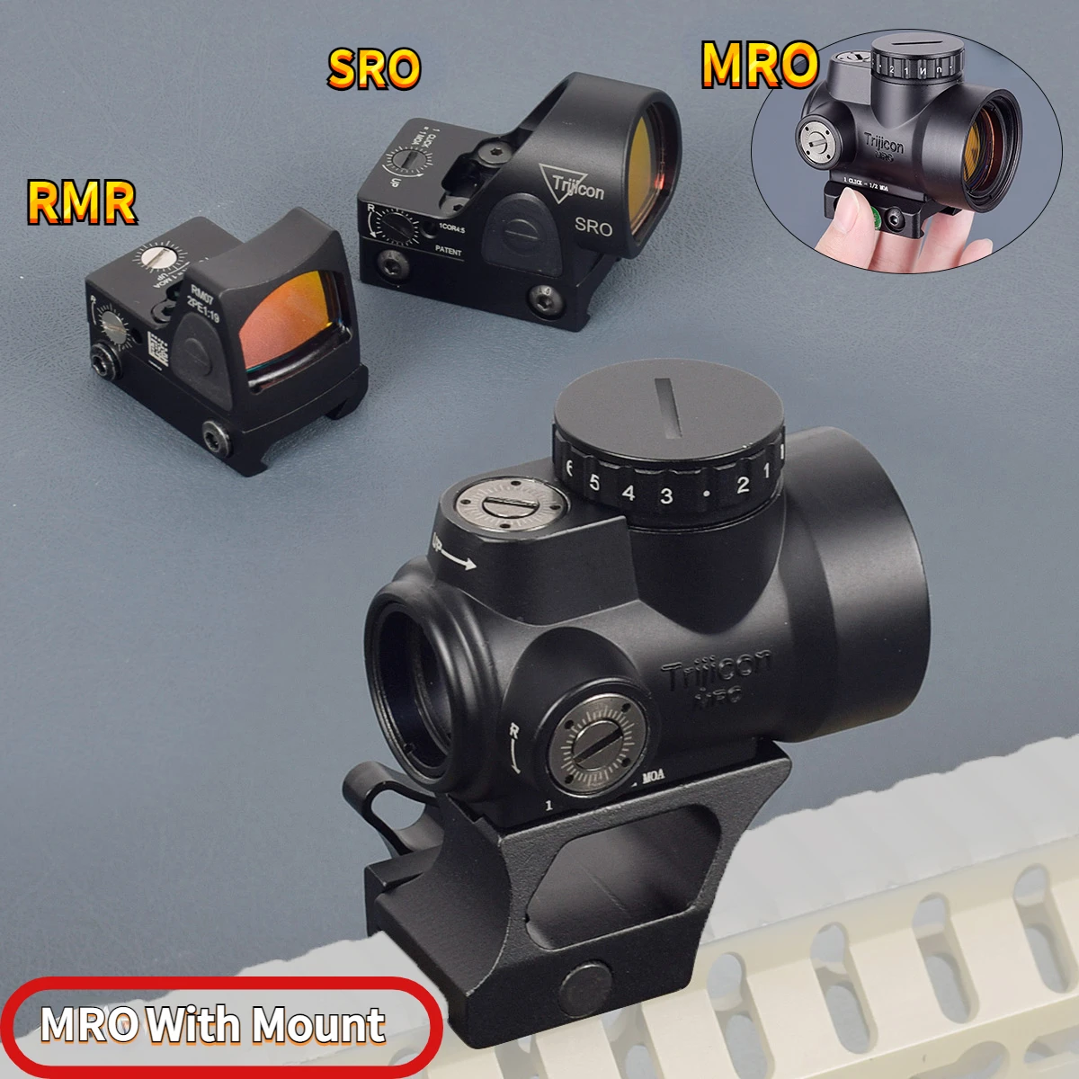 

RMR MRO Tactical SRO Red Dot Sight Hunting Rifle Glock Holographic Shooting Optics For Picatinny Weaver Rail