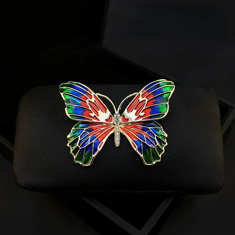 

1209 Exquisite Luxury Enamel Butterfly Brooch Upscale Retro Corsage for Women Suit Neckline Pin Dress Coat Accessories Jewelry