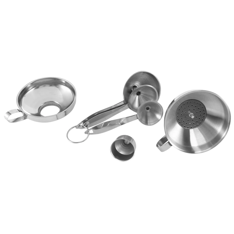 

Stainless Steel Funnels Set,Kitchen Funnels With Strainer For Transferring Of Liquid Spices Powder Oils Bean Jam Funnel