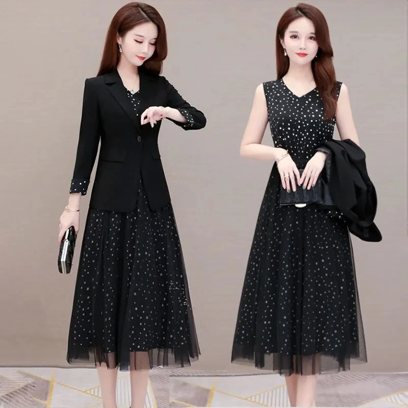 Женский винтажный комплект из 2 предметов элегантный костюм с блейзером без