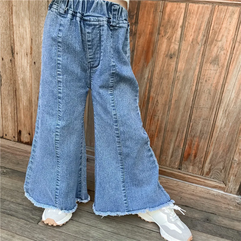 

HoneyCherry Autumn New Girl's Denim Flared Trousers Wide Leg Jeans