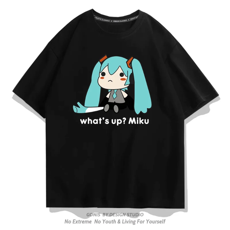 

Anime Cartoon Hatsune Miku T-shirt Second Printed Cotton Loose Half Sleeve Men and Women Short-sleeved T-shirt CasualTops