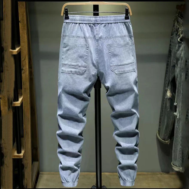 Men's Jeans Men's New Trend Loose Versatile Elastic Waist Nine Points Workwear Casual Harem pants trendy trousers