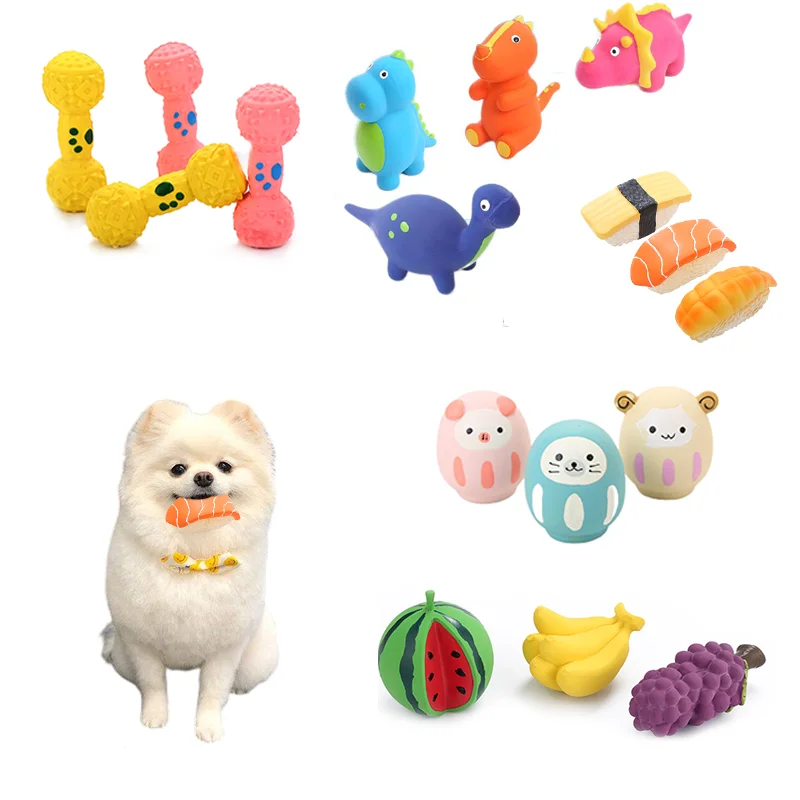 Pet Dog Rubber Toys Bite Resistant Squeaker Dog Latex Chew Toy Fruit Shape Puppy Sound Toy Dog Supplies For Small Medium Puppy