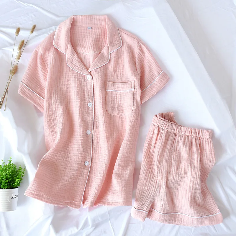 Women's Pure Cotton Pajamas Set 2 Pieces Pyjamas Pijamas Set Summer Short Sleeves Soft Sleepwear Homewear