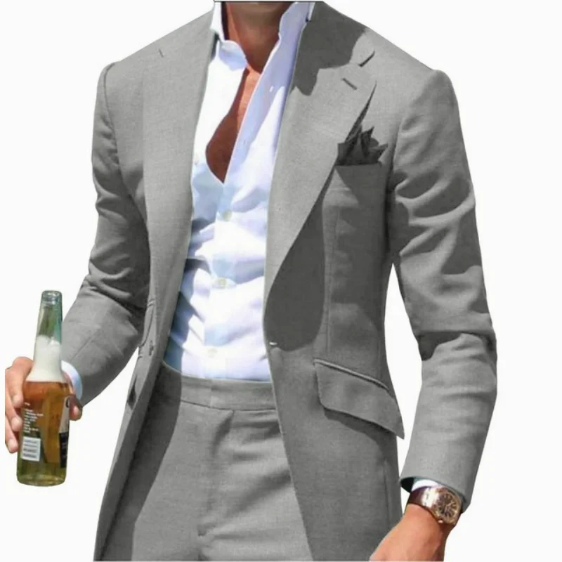 Peak Collar Men Suits Slim Fit Notched Green Mens Suit Blazers Jackets Pants 2 Piece Formal Causal Business Wedding Groom Wear images - 6