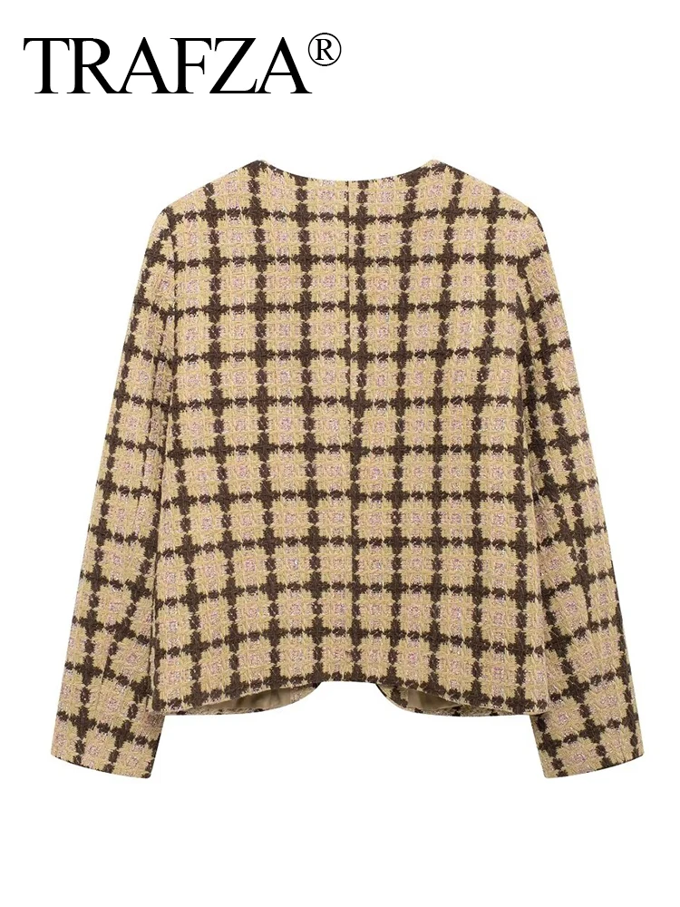 TRAFZA женское зимнее модное шерстяное тканое пальто с круглым вырезом и длинными