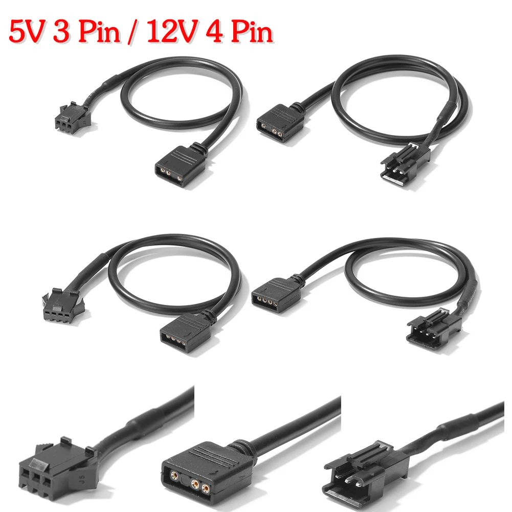 

5V 3 Pin / 12V 4 Pin 30cm Motherboard RGB Adapter Conversion Cable for PC Computer LED Light Strip SM Wire Line 3/4P Male Female