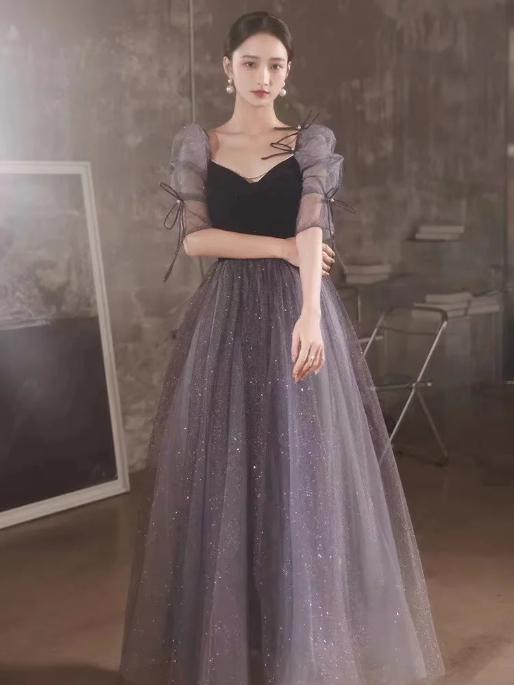 

Elegant Prom Dresses Retro Glittering Half Sleeve Sweetheart A-line Floor-length Evening Party Celebrity Gown Vestidos De Fiesta