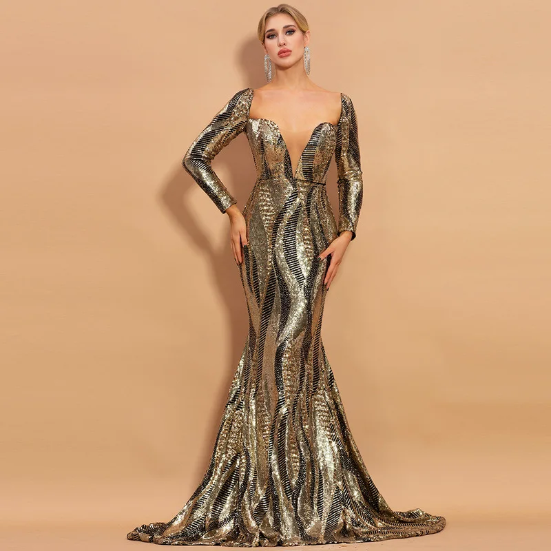 

Женское вечернее платье с блестками, элегантное дизайнерское коктейльное платье макси для выпускного вечера, 2022