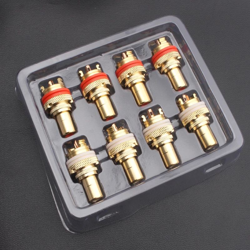 

8Pcs Welding RCA Female Socket Frosted Gold Plated Copper HiFi Audio Adapter Connector