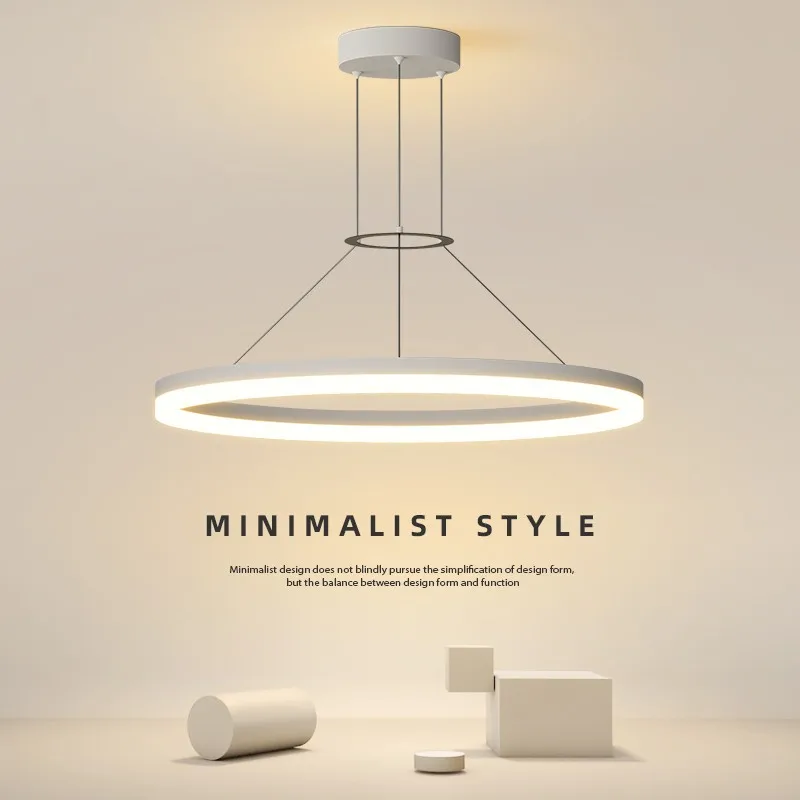 

Postmodern circles chandelier LED hanging white lamp for Living Room Bedroom Minimalist Interior room decors aesthetic light