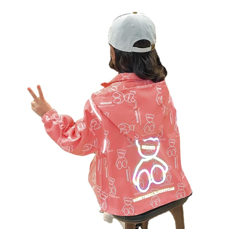 

Clothes for Kids Girl Clothing Jacket Coat Spring and Autumn Things for Girl for Cartoon Glossy bear print coat Jacket New