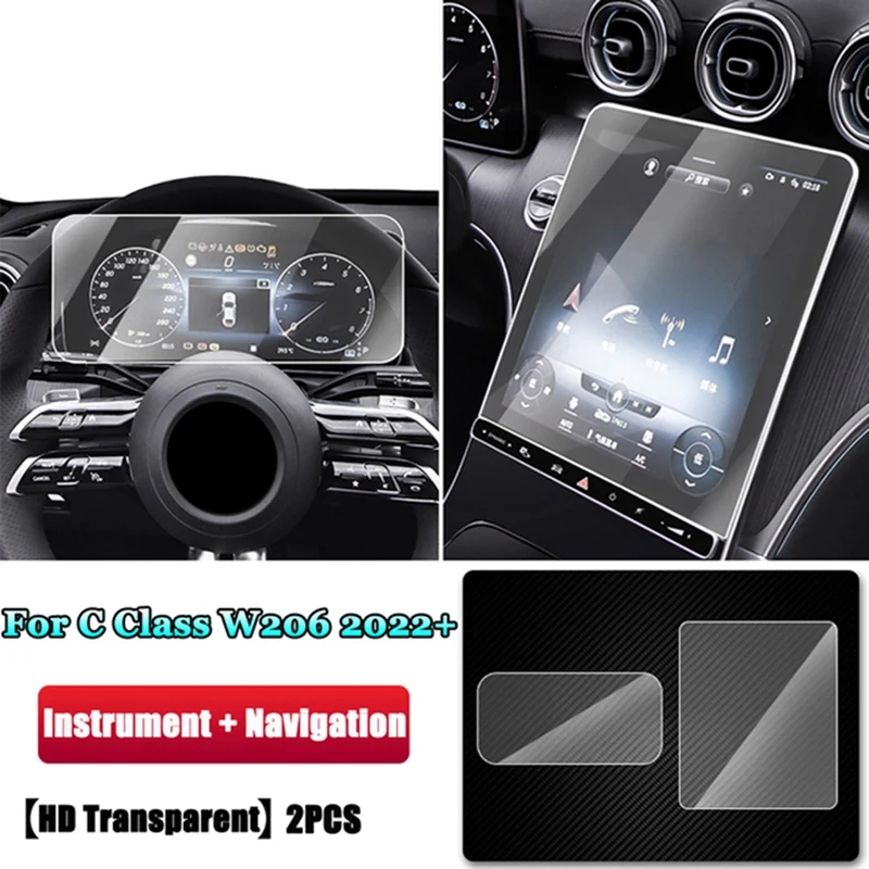 

2 Pcs Car GPS Navigation Screen Film Instrument Tempered Glass Protective Film For Mercedes Benz C-Class W206 2022+