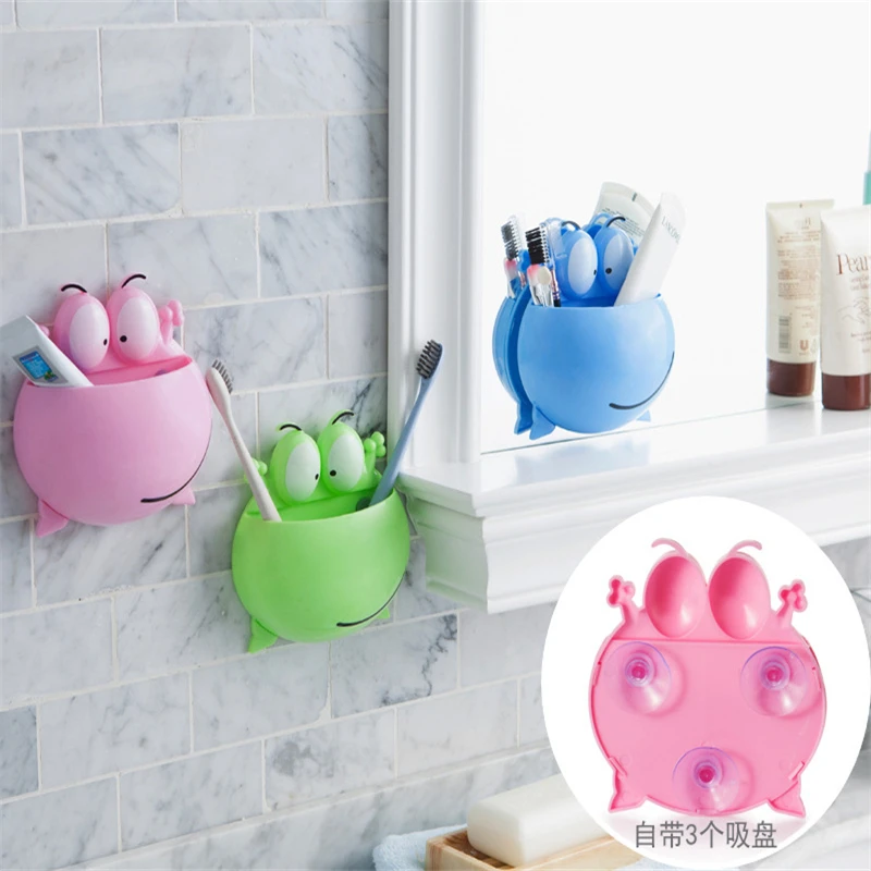 

Suction Cup Big Eye Frog Toothbrush Holder Wall Hanging Shower Rack Cute Frog Toothbrush Holder Suction Cup Rack