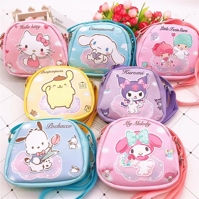 

Модная кавайная сумка через плечо Sanrio Kuromi My Melody, мультяшный аниме кошка в стиле коричника, рюкзак через плечо для девушек