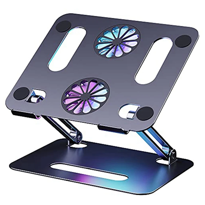 

Laptop Cooling Stand Foldable Notebook Stand Holde Adjustable Lifting Fan Double-Layer Stand For 12-17 Inch Laptops