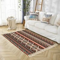 retro bohemian carpet with tassel geogetric cotton linen bedroom bedside rug muslim prayer mat home decor area rug floor mats
