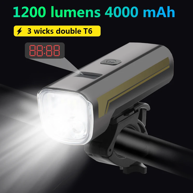 

JumpingFish 4000mAh MTB Bicycle Front Light Bicycle Flashlight 3*LED Front Bike Light Headlight Bike Accessories