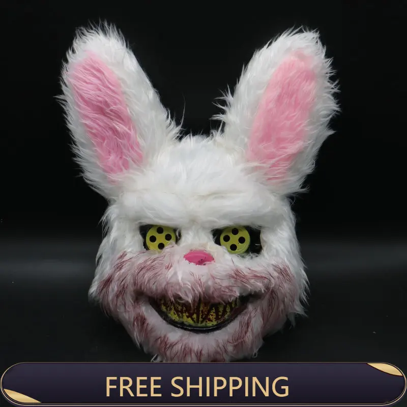 

Rabbit Cosplay Mask Halloween Party Scary Head Cover Halloween Carnival Costume Headgear Props Handmade Dance Masquerade Horror