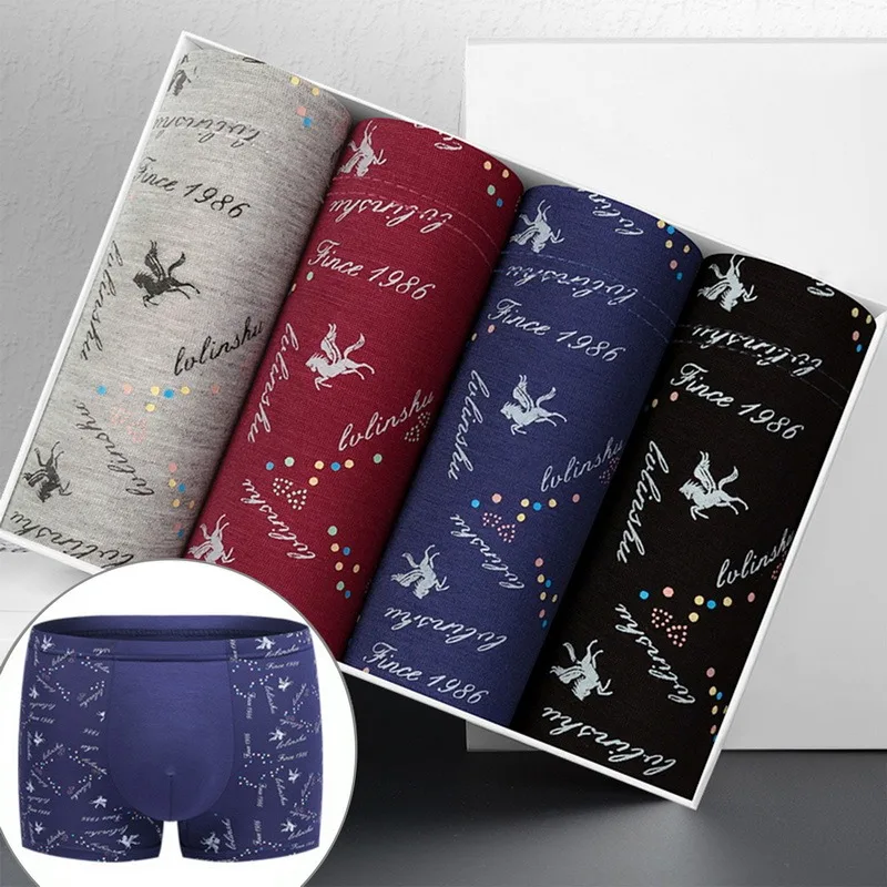 

Боксеры мужские большого размера, нижнее белье, дышащие шорты с принтом, средней посадки