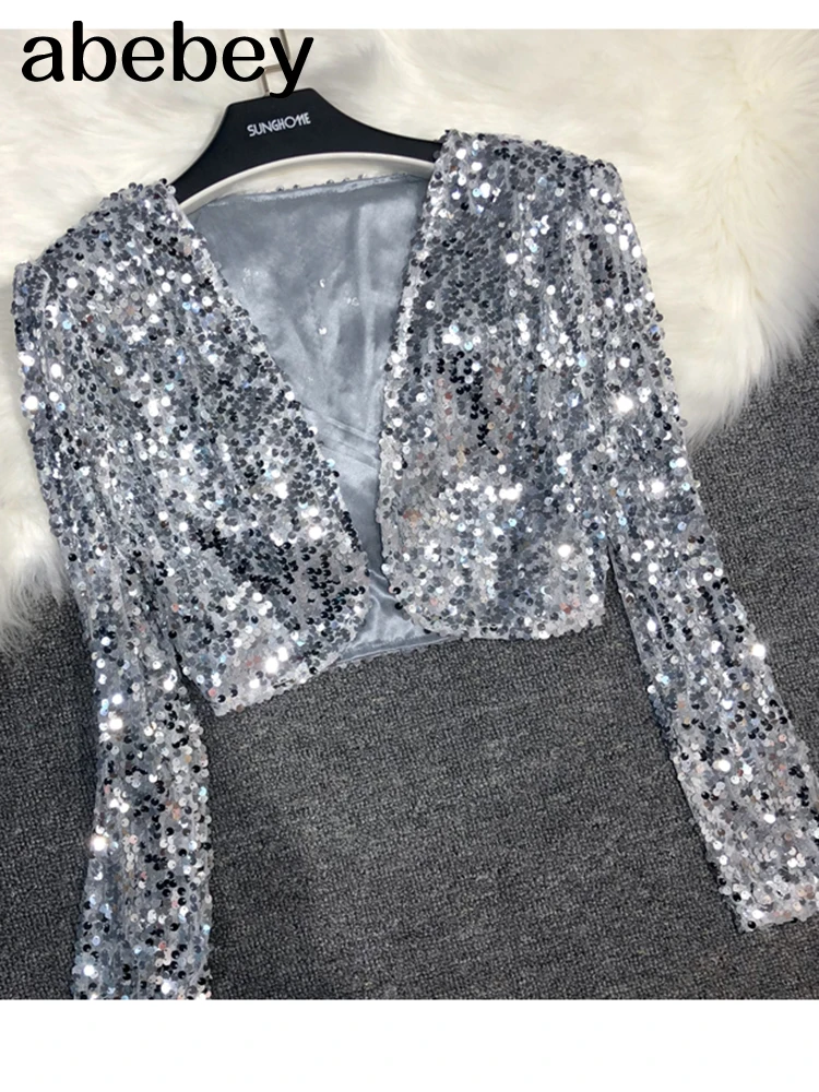 Блестящая женская куртка с нашивками весенний Блестящий кроп-топ золотого и