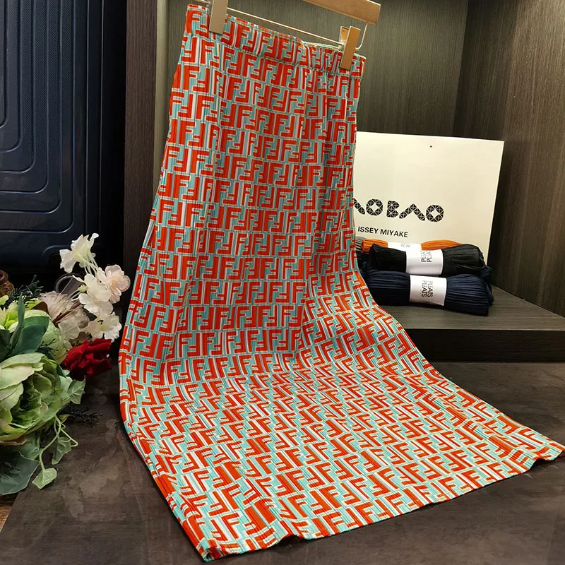 

Женская плиссированная юбка миаке, повседневная трапециевидная длинная юбка в клетку с высокой талией, модель Y2k на лето, 2023