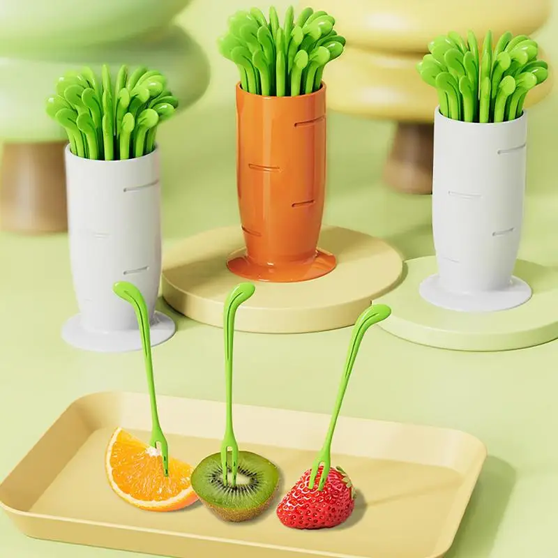 

Reusable Fruit Fork Cute Carrot Shape Comfortable Dessert Forks Anti Slip Mini Party Festival Cheese Forks For Cake Snack Salad