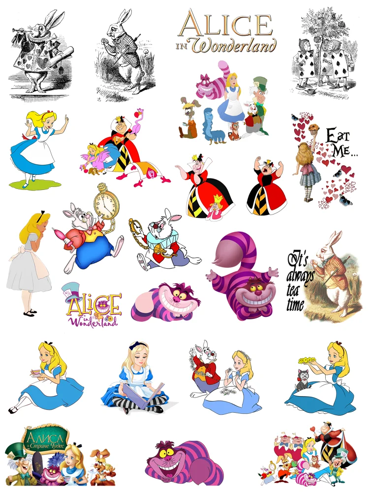 Alice in Wonderland Clothing thermoadhesive patches Ironing applications thermo-stickers for children