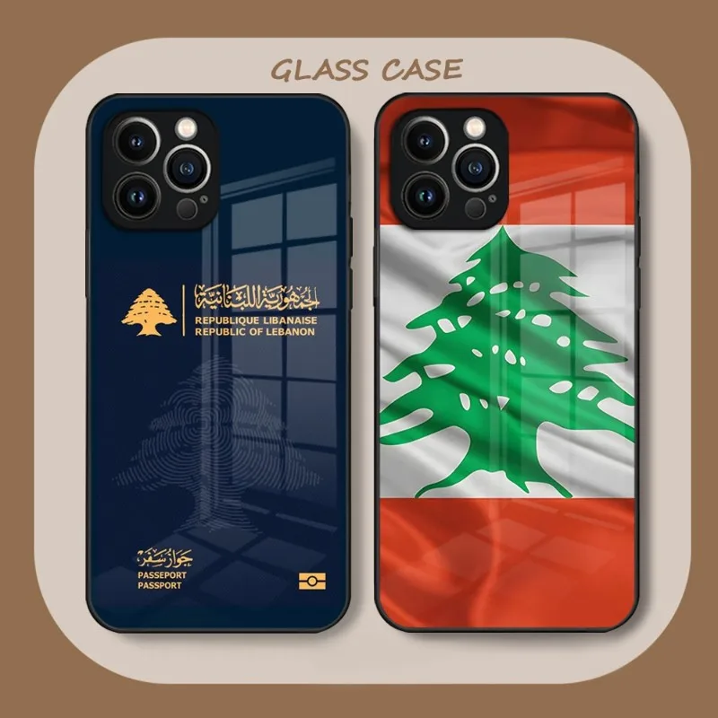Чехол для телефона с паспортом и флагом Ливана, закаленное стекло для IPhone 12 14 13 11 Pro XS Max Plus Mini X XR 8 7 6s SE2020, Coque