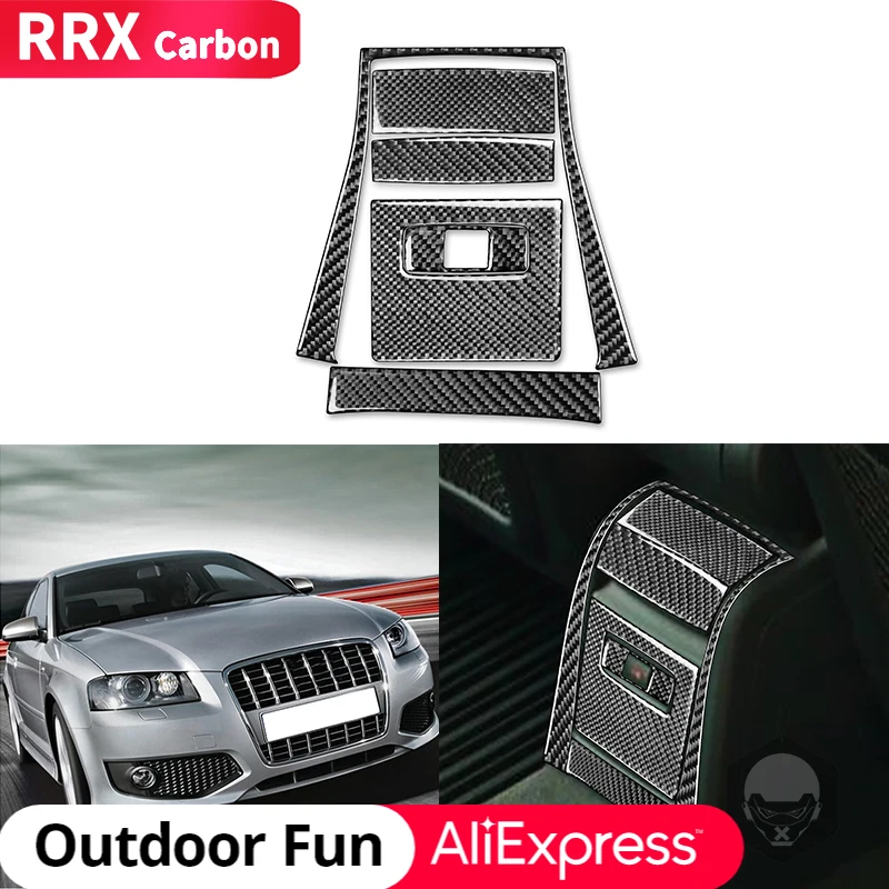 

RRX 6pcs Car Rear Control Panel Trim Cover Real Carbon Fiber Sticker Car Accessories For Audi A3 S3 8P 2006 2007