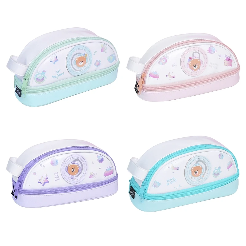 

Large Capacity Pen Bag 2 Compartments Handheld Pencil Case for Kid Birthday Gift