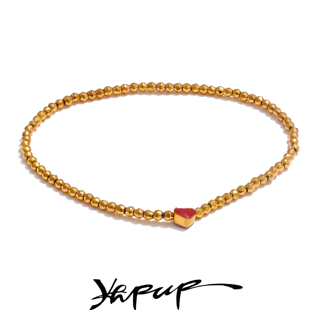 Yhpup 19 см бусины из нержавеющей стали сердце ручной работы эластичный