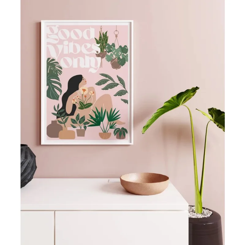 Современный абстрактный постер с изображением женских растений и еды Картина на