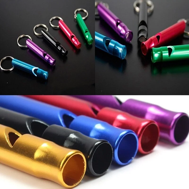 

4Pcs/Set Emergency Sport Safety Rape Whistle Aluminum Alloy Small Whistle Key Ring Keychain for Outdoor Survival Camping random