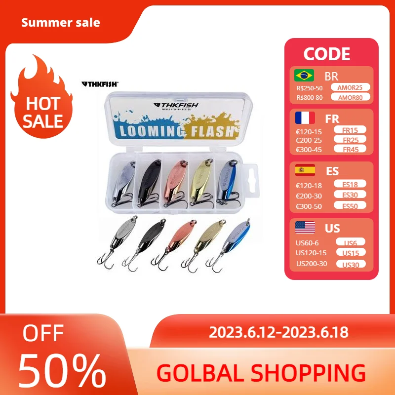 

THKFISH 5 шт./кор. рыболовная блесна Приманка 7g 10g 14g 21 г металлическая блесна, приманка жесткая приманка пресной воды форель бас рыболовные прина...